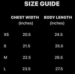 Old Size Chart